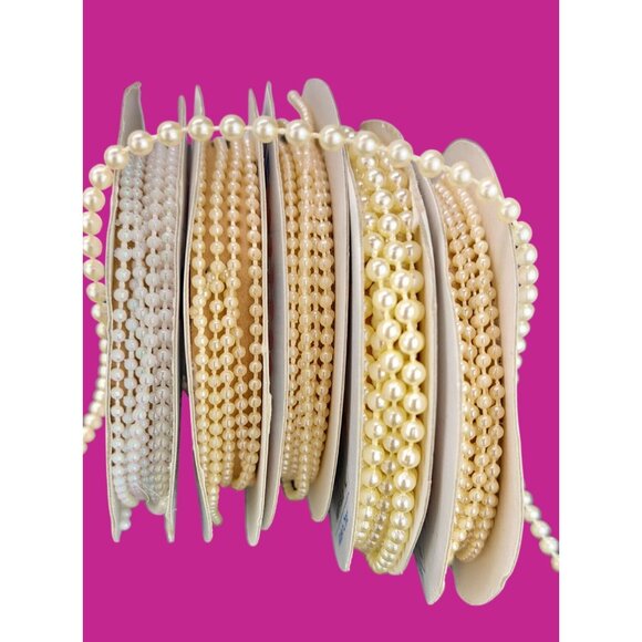 Vintage Spool Of Pearls Lot of 5 Plus Extra Strand Dolls Sewing Crafts Westwater - Picture 3 of 4